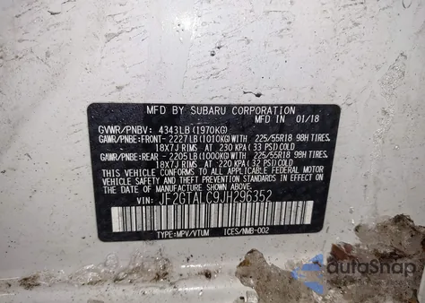2018 Subaru Crosstrek 2.0I Limited from USA, damaged, VIN JF2GTALC9JH296352